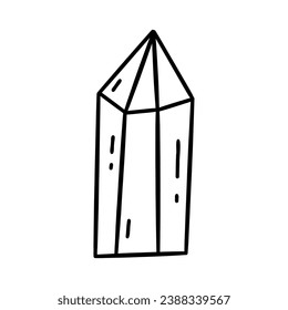 Diamantes de cristal. La magia de Gemstone. Cristal con conciencia, conduciendo energías puras. Dibujo aislado de vector blanco y negro dibujado a mano. Elemento individual de icono