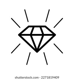Cristal, icono del diamante. Diseño sencillo. Infografía. Imagen en blanco y negro. Imagen vectorial.