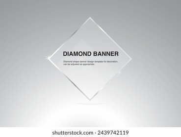 crystal diamond silver glowing frame on background