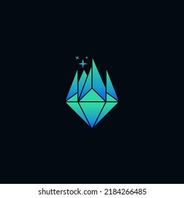 Diseño del logotipo de piedra de diamante de cristal, vector e ilustración