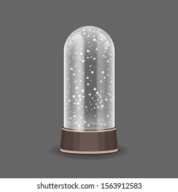 Crystal Dome. Snowglobe sphere vector illustration. Empty snow globe. Transparent glass ball.