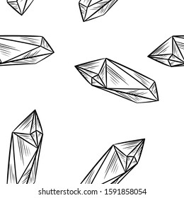 Crystal doodle seamless pattern. Cute cartoon media highlights graphic icon. Cozy boho style template texture background tile