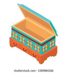 Crystal dower chest icon. Isometric of crystal dower chest vector icon for web design isolated on white background