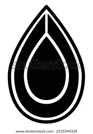 Crystal - drop, gemstone - vector silhouette element for stencil, logo or pictogram. Jewelry stone, drop-shaped pendant decoration
