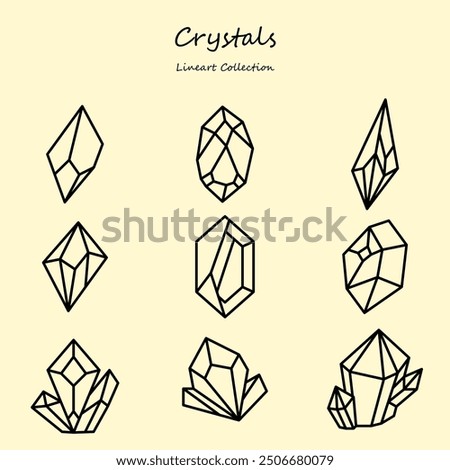 Crystal Editable Icons Set Line Style. Gemstone, Jewelry, Diamond, Luxury. Outline Collection