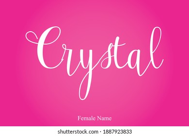 Crystal Female Name Cursive Calligraphy Text Inscription On Pink Background