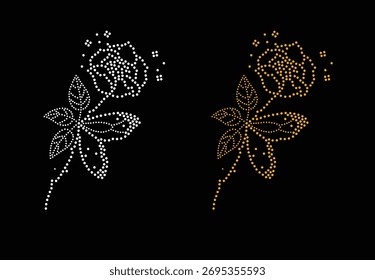 Crystal Flower Transfer Rhinestone Design, Casual Rhinestone Template, Rhinestone Hotfix Design, Flower Necklace Decoration, Neckline Rhinestone Design.