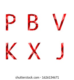Crystal font p b. Vector alphabet with light and shadow effect letters.