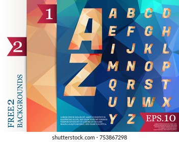 Crystal font polygonal abstract geometric backgrounds full Color