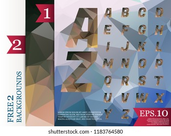 Crystal Font polygonal alphabet Background geometric pattern of triangles.eps.10