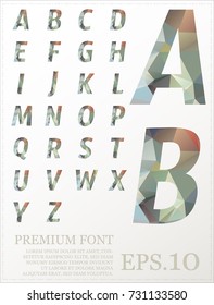 Crystal Font polygonal alphabet Background geometric pattern of triangles.eps.10