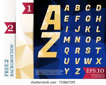 Crystal Font polygonal alphabet Background geometric pattern of triangles.eps.10