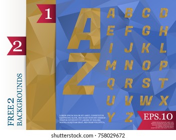 Crystal Font polygonal alphabet Background geometric pattern of triangles.eps.10
