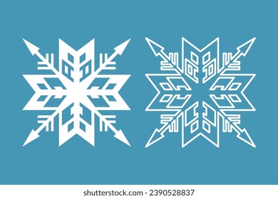 Kristallfrost-Schneeflocken-Element einzeln auf Symbolkontur WinterVektorgrafik