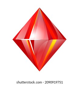 Kristallspiel. JEWELRY, ruby diamond, GUI-Dekorationen. Schmucksteine-Cartoon-Vektorgrafik einzeln auf weißem Hintergrund. Vektorgrafik