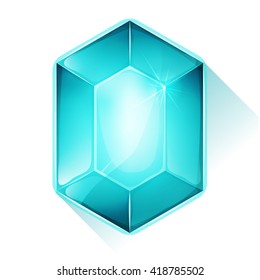 Crystal Gem Icon For Game Ui/
Illustration of a beautiful glossy and bright cartoon crystal gemstone, blue colored, for jewel imagery and assets in game user interface