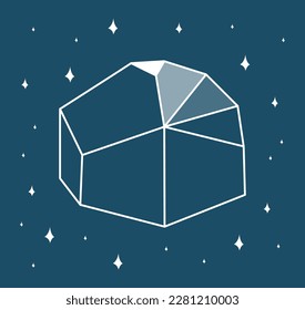 Crystal gem outline icon. Magic crystal concept. Modern vector illustration. Transparent line art gem with stars. Minimalistic design for web.