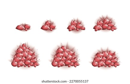 Crystal gems collection, Cartoon Magic gemstones and Natural minerals, Trophy game assets. vector illustration