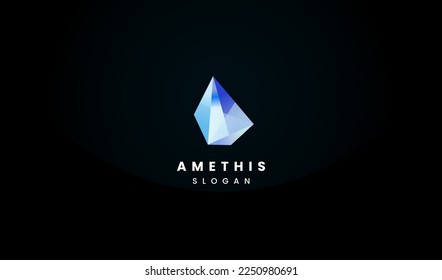 Crystal Gems Logo design vector template Linear style. Jewelry Fashion Luxury Logotype concept
