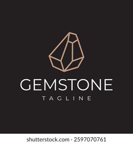 Crystal Gemstone Jewelry Vector Design Linear Style Icon Logotype Luxury Fashion Jewelry Illustration Elegant Symbol
