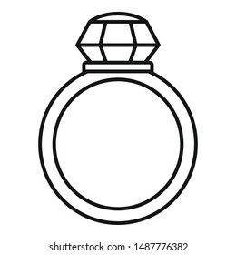 Crystal gemstone ring icon. Outline crystal gemstone ring vector icon for web design isolated on white background