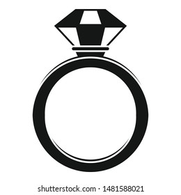 Crystal gemstone ring icon. Simple illustration of crystal gemstone ring vector icon for web design isolated on white background