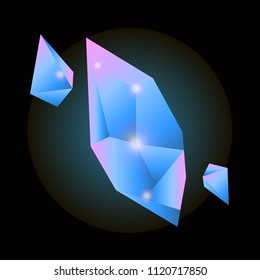 Crystal or gemstone with vector jewel shine