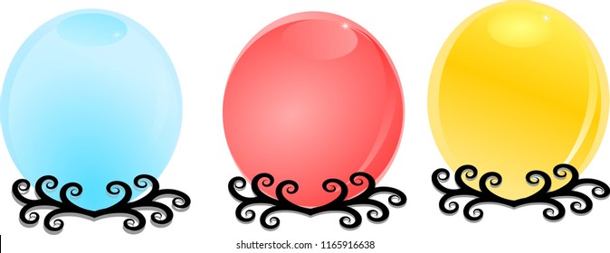 Crystal glass, Multicolour, circle, gemstone on the curves are beautiful. For design text, labels and festivals. Vector Decoration and 2D game
