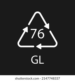 Crystal Glass recycling code 76 GL. Vector illustration