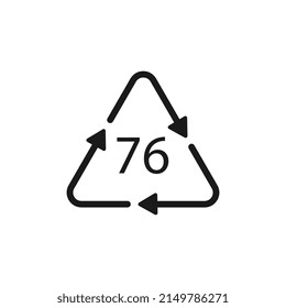 Crystal Glass recycling code 76 GL. Vector illustration