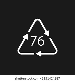 Crystal Glass recycling code 76 GL. Vector illustration