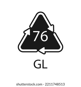 Crystal Glass recycling code 76 GL. Vector illustration