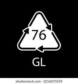 Crystal Glass recycling code 76 GL. Vector illustration