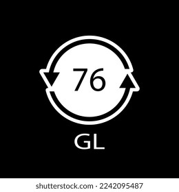 Crystal Glass recycling code 76 GL. Vector illustration