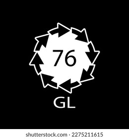 Crystal Glass recycling code 76 GL. Vector illustration