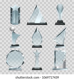 Crystal Glass Trophy Or Awards On Transparent Background