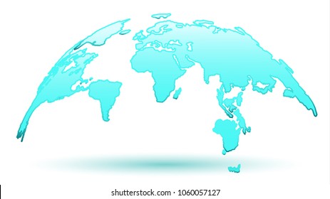 Crystal Globe Map in New 3D Design. Planet Resources Restoration Concept. Vector Illustration