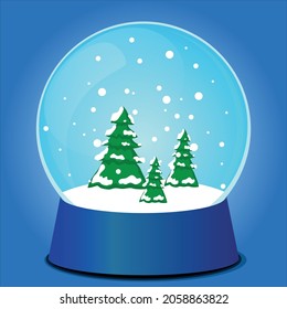 crystal globe with snow and trees.vector illustration