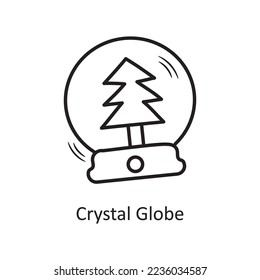 Crystal Globe vector outline Icon Design illustration. Christmas Symbol on White background EPS 10 File