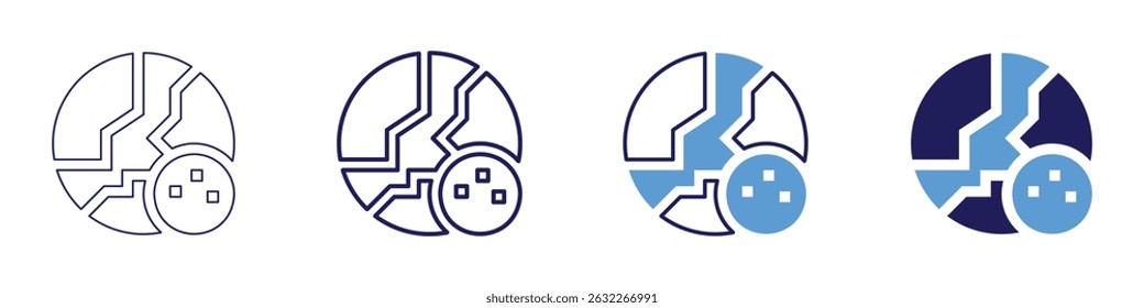 Crystal growth icon in 4 different styles. Thin Line, Line, Bold Line, Duotone. Duotone style. Editable stroke.
