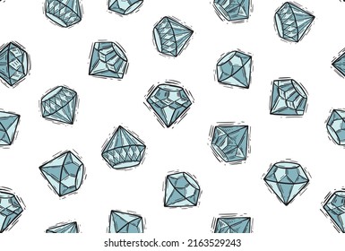 Crystal Hand drawn illustrations, vector.