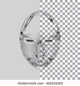 Crystal head on a transparent background. Transparent design element