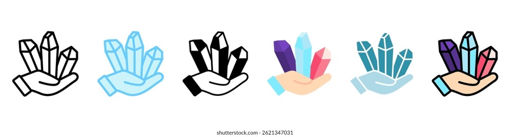 Crystal Healing multi estilo, mini icono de ilustración, relacionado con la relajación, spa, bienestar y más. Vector EPS 10 para concepto moderno, impresión, interfaz de usuario, kit UX, Web y desarrollo de App
