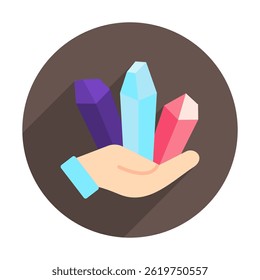 Crystal Healing cor plana arredondada, ícone mini ilustração, relacionado com relaxamento, spa, bem-estar e muito mais. Vetor EPS 10 para conceito moderno, impressão, UI, kit UX, web e desenvolvimento de aplicativos