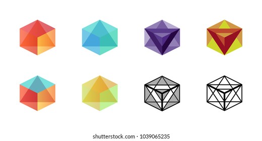 Crystal, hexagon logo, illustration, vector