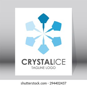Crystal ice blue circle round logo element design vector shape icon symbol business abstract template company