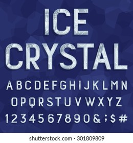 Crystal Ice Type Font Alphabet.
Frozen Letters, Numbers And Punctuation Marks. Stock Vector For Your Headlines, Posters Etc.