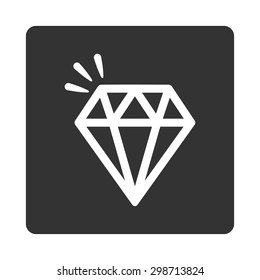 Crystal icon from Commerce Buttons OverColor Set. Vector style is white and gray colors, flat square rounded button, white background.