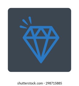 Crystal icon from Commerce Buttons OverColor Set. Vector style is smooth blue colors, flat square rounded button, white background.