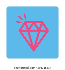 Crystal icon from Commerce Buttons OverColor Set. Vector style is pink and blue colors, flat square rounded button, white background.